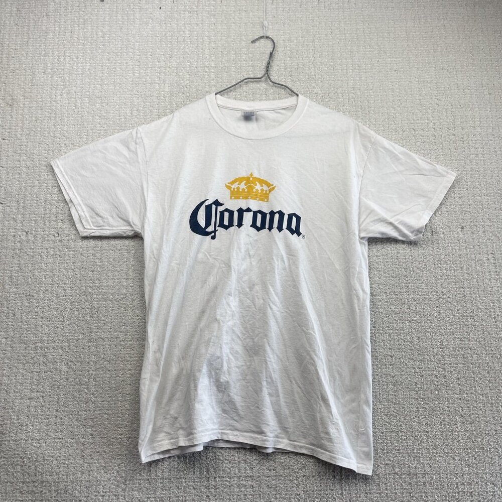 Y2K Corona White T-Shirt Mexican Classic Logo Graphic tee Beer Merch Men L Read